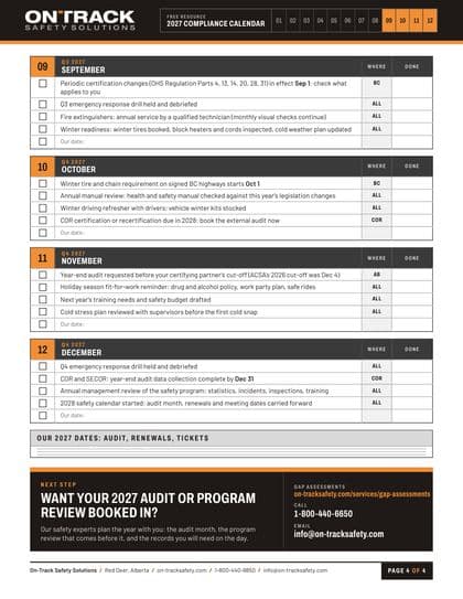 2027 Safety Compliance Calendar, page 4