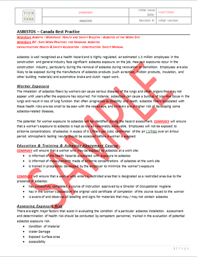 Asbestos - Canada Industry Practice