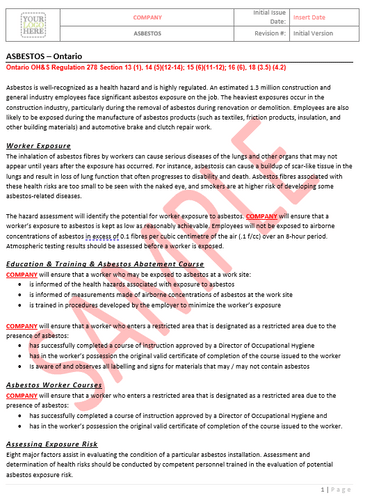 Asbestos - Ontario