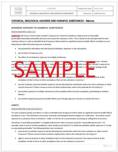 Chemical, Biological Hazards & Harmful Substances - Alberta RAVS