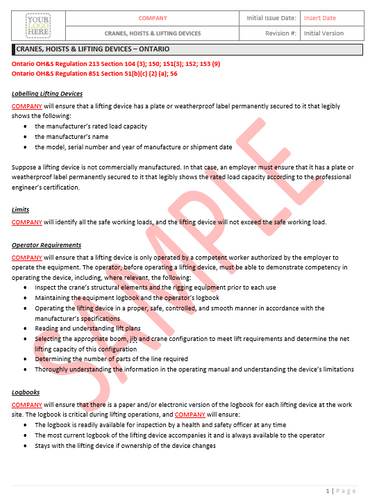 Cranes, Hoists & Lifting Devices - Ontario