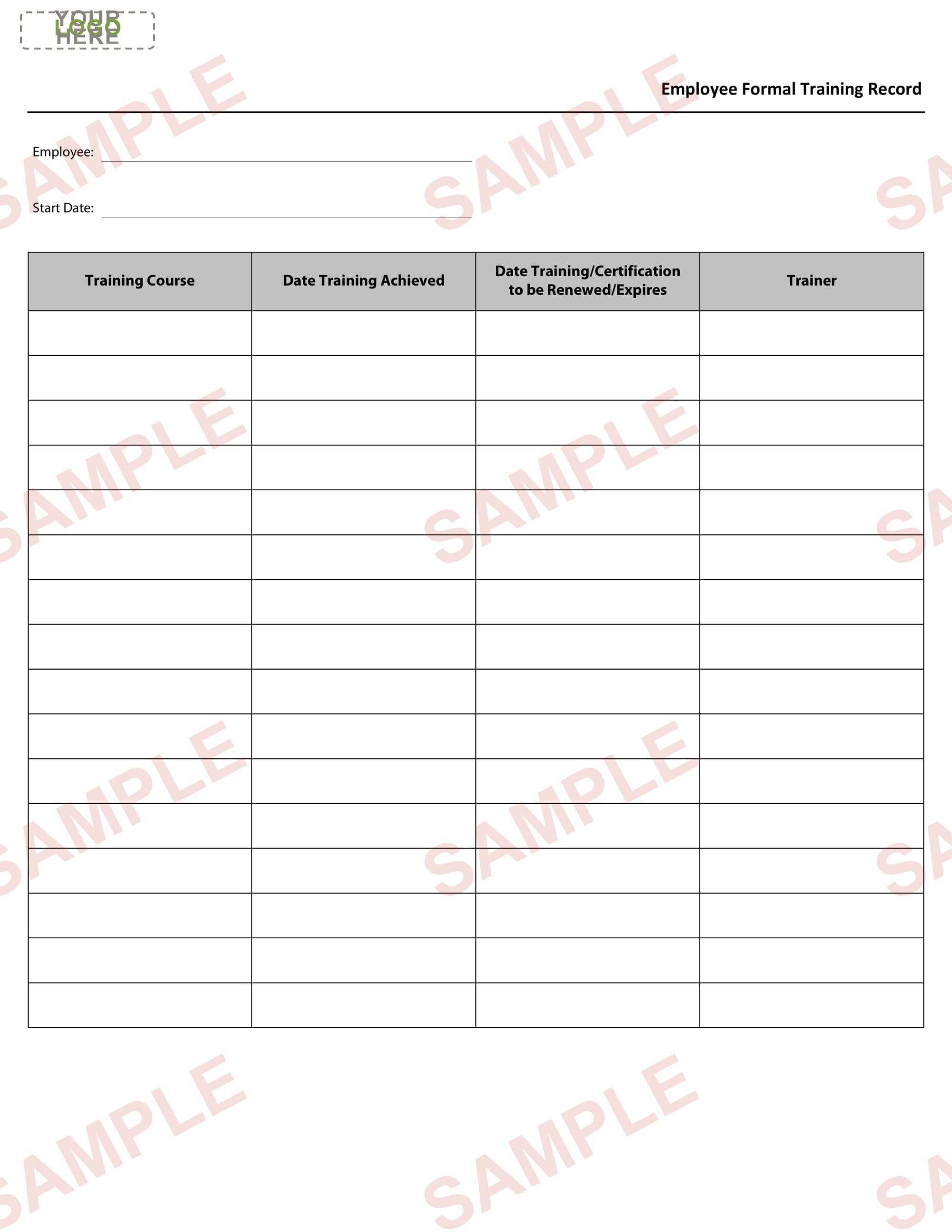 Employee Formal Training Record
