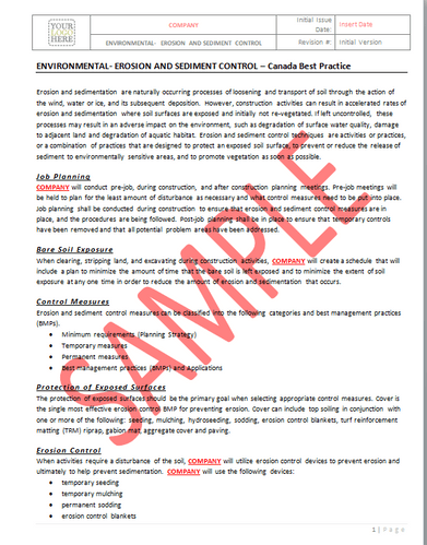 Environmental Erosion and Sediment Control - Canada Industry Practice RAVS