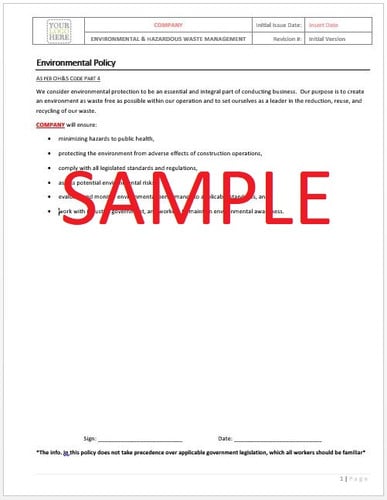Environmental & Hazardous Waste Management - Alberta RAVS