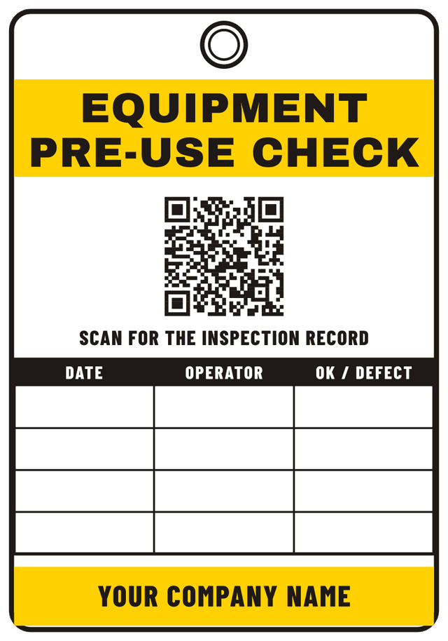 Equipment Pre-Use Inspection Tag