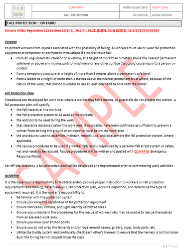 Fall Protection - Ontario