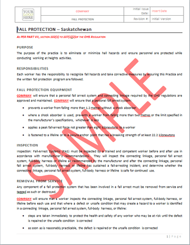 Fall Protection - Saskatchewan RAVS