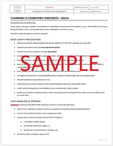 Flammable & Combustible Substances - Alberta RAVS