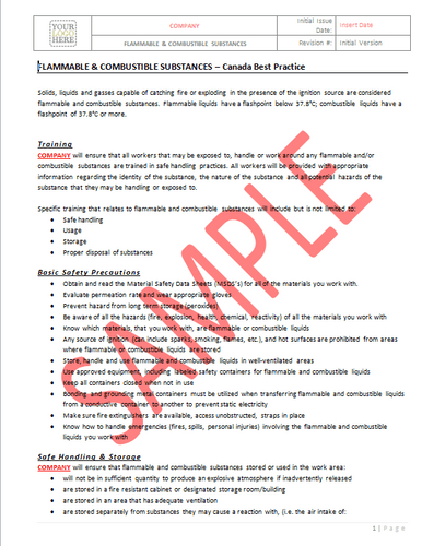 Flammable & Combustible Substances - Canada Industry Practice RAVS