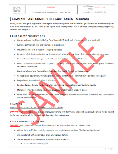 Flammable & Combustible Substances - Manitoba RAVS