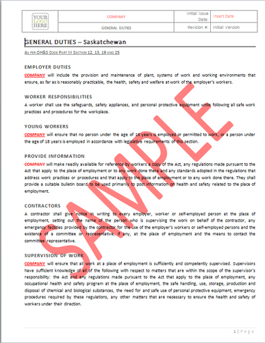 General Duties - Saskatchewan RAVS