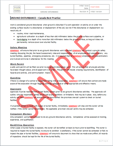 Ground Disturbance - Canada Industry Practice RAVS