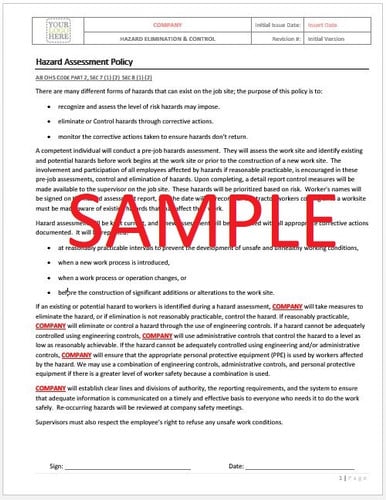 Hazard Assessment Elimination & Control - Alberta RAVS