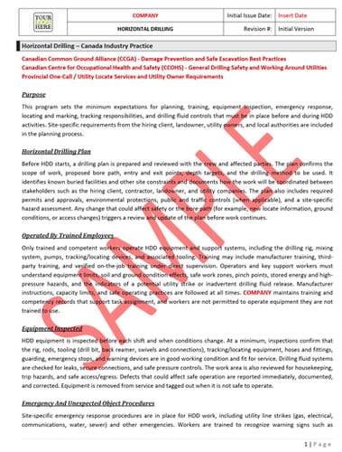 Horizontal Drilling – Canada Industry Practice – ISNetworld RAVS