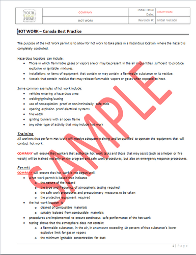 Hot Work -Canada Industry Practice RAVS
