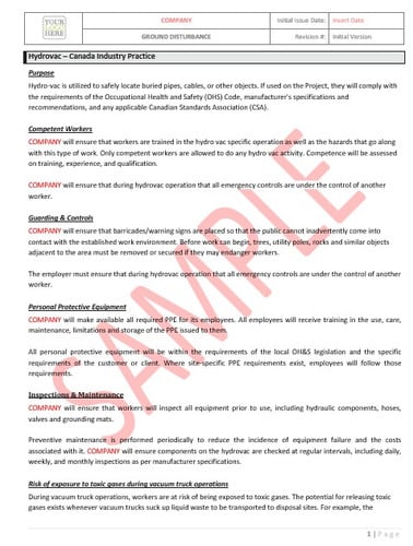 Hydrovac - Canada Industry Practice RAVS