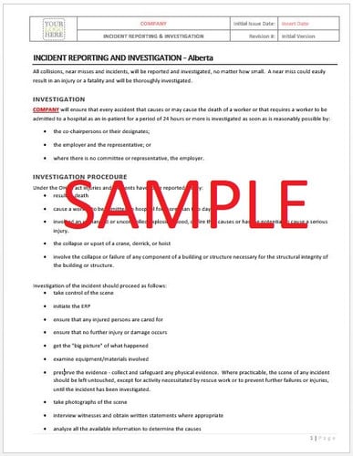 Incident Reporting & Investigation - Alberta RAVS