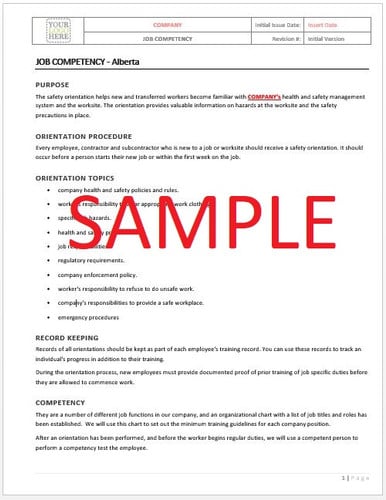 Job Competency - Alberta RAVS
