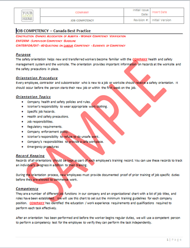 Job Competency - Canada Industry Practice