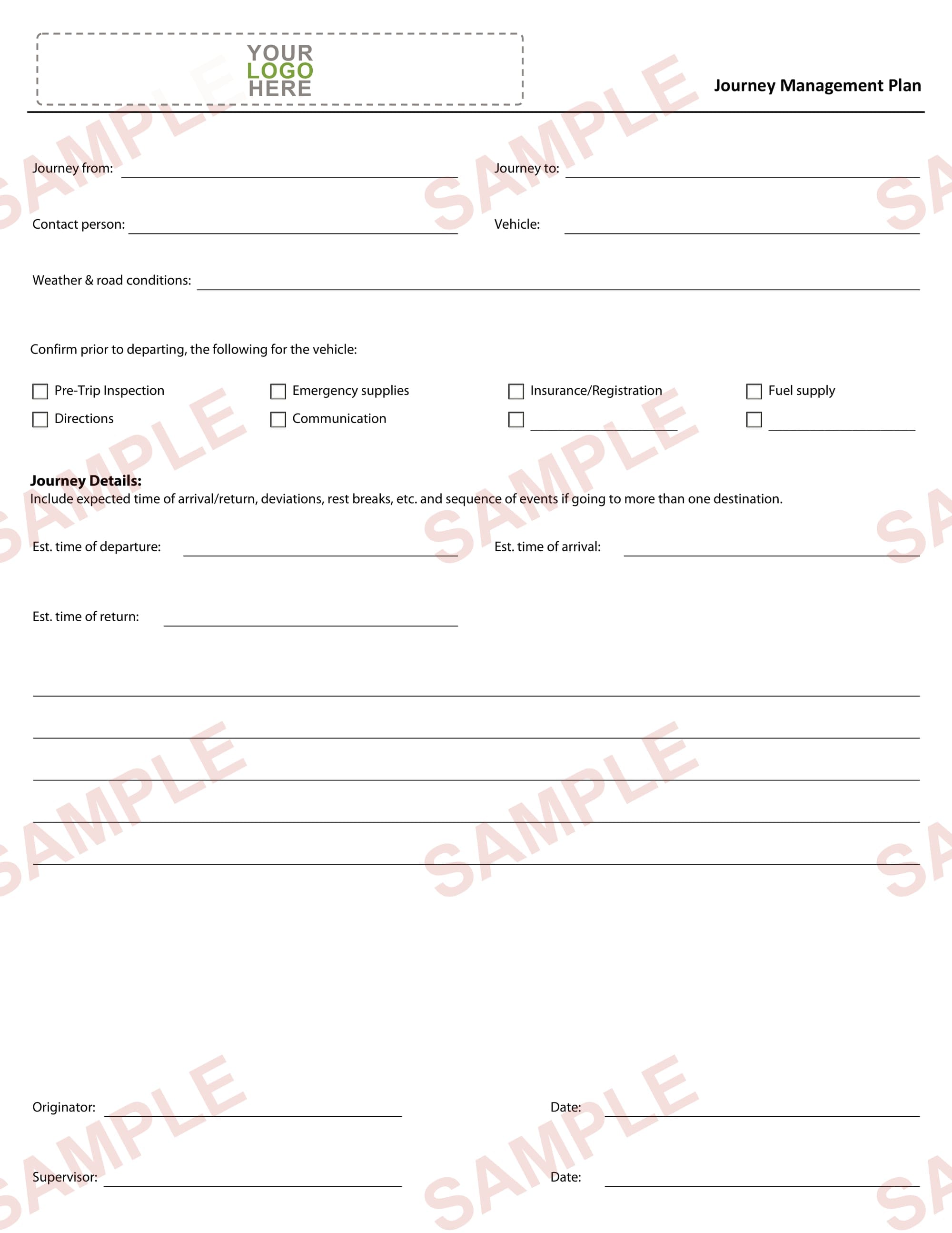 Journey Management Plan Form