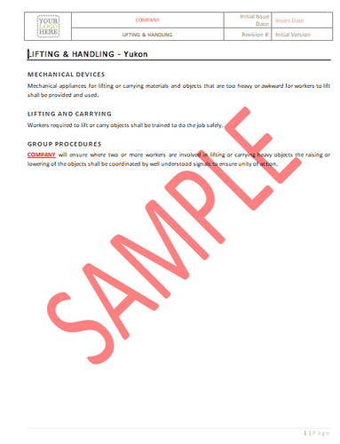 Lifting and Handling -Yukon RAV