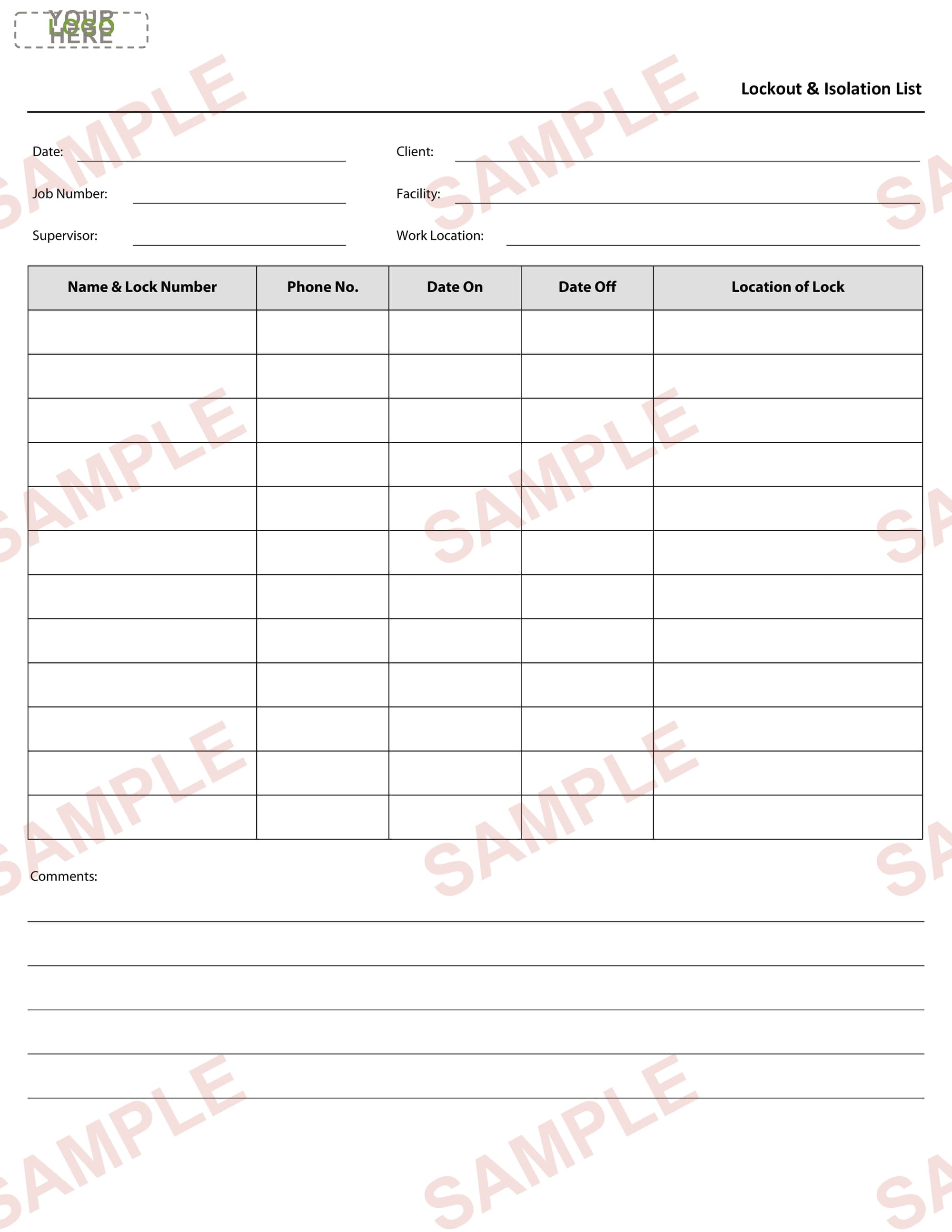 Lockout & Isolation List