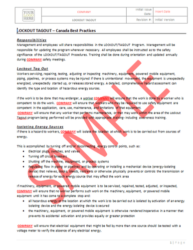 Lockout Tagout - Canada Industry Practice RAVS