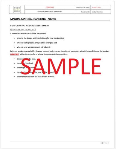 Manual Material Handling - Alberta RAVS