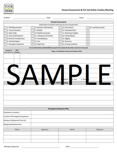 NCR - Hazard Assessment & Tailgate Meeting Form Booklet