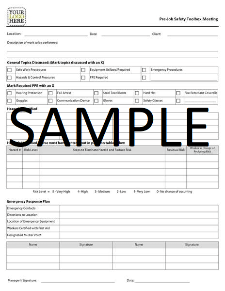 NCR - Pre-Job Daily Toolbox Meeting Booklet