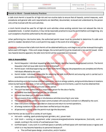 Permit to Work - Canada - Industry Practices