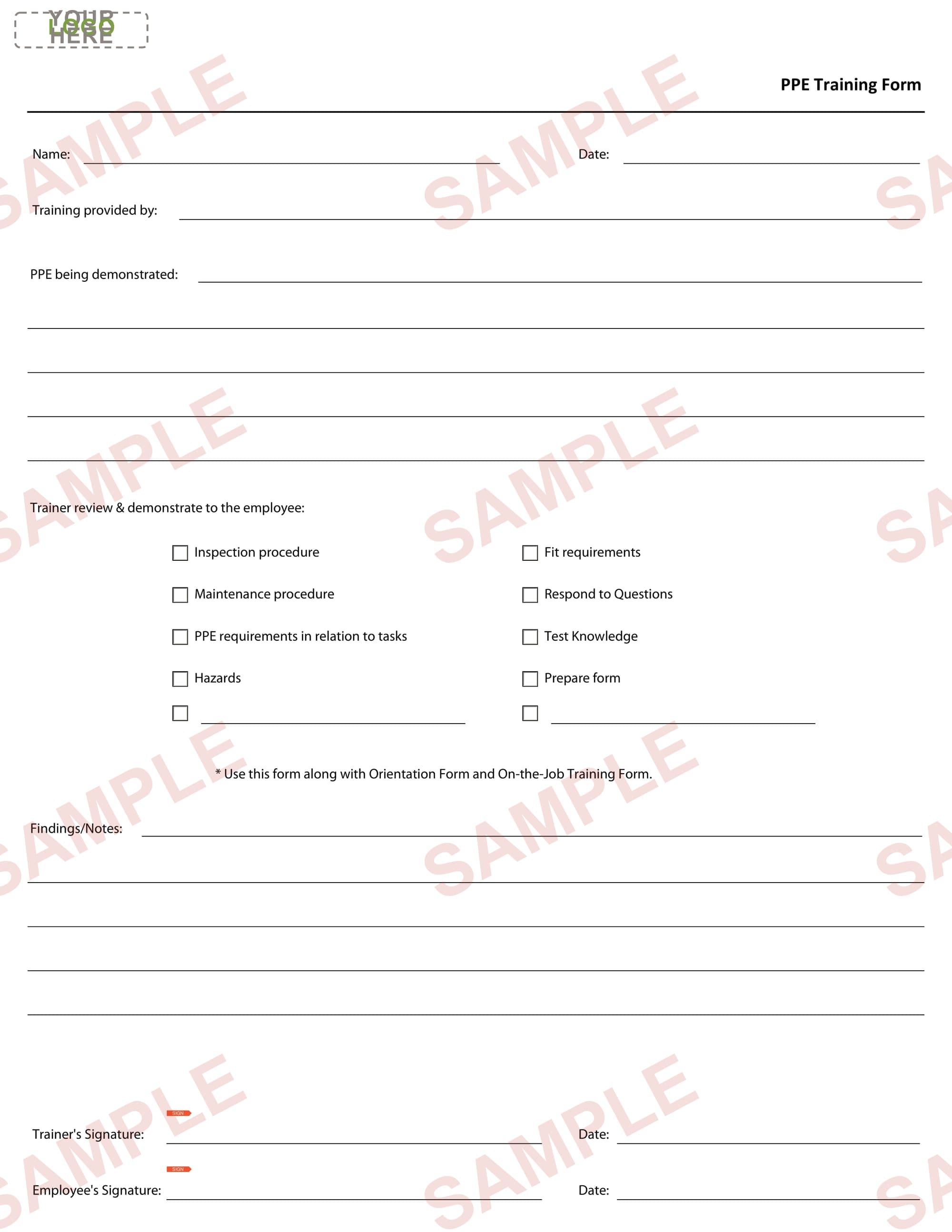 PPE Training form