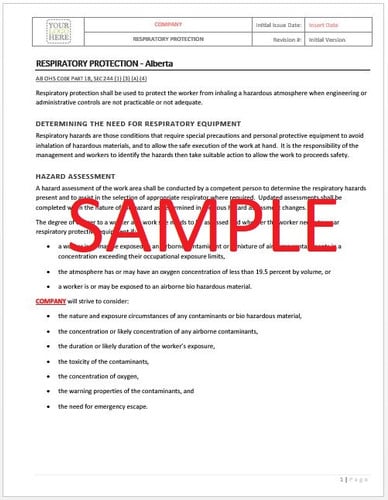 Respiratory Protection - Alberta RAVS