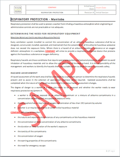 Respiratory Protection - Manitoba RAVS