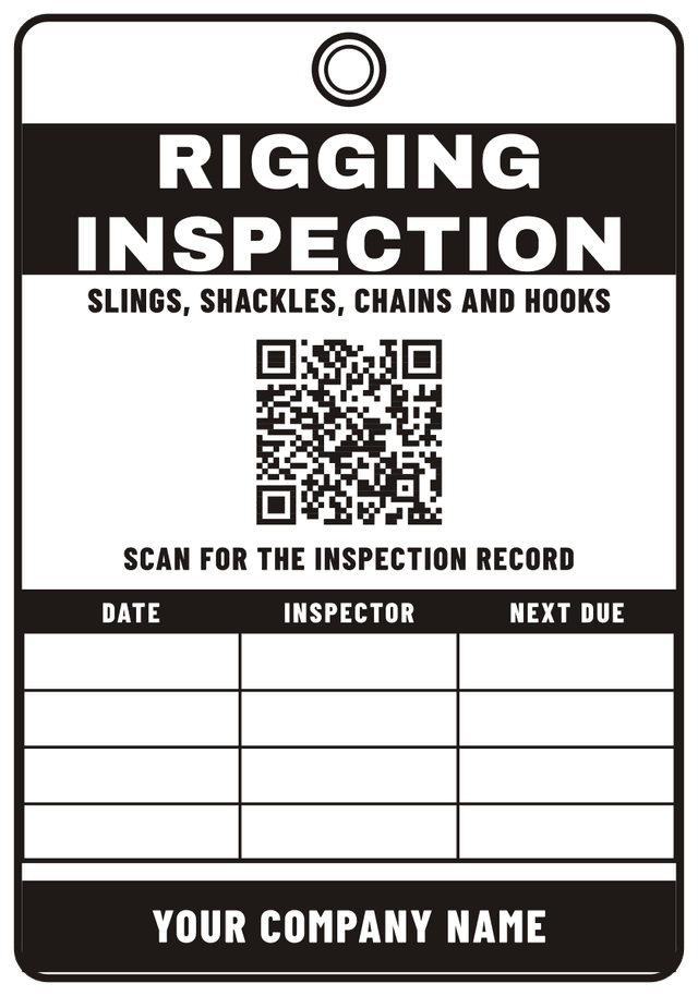 Rigging and Lifting Gear Inspection Tag