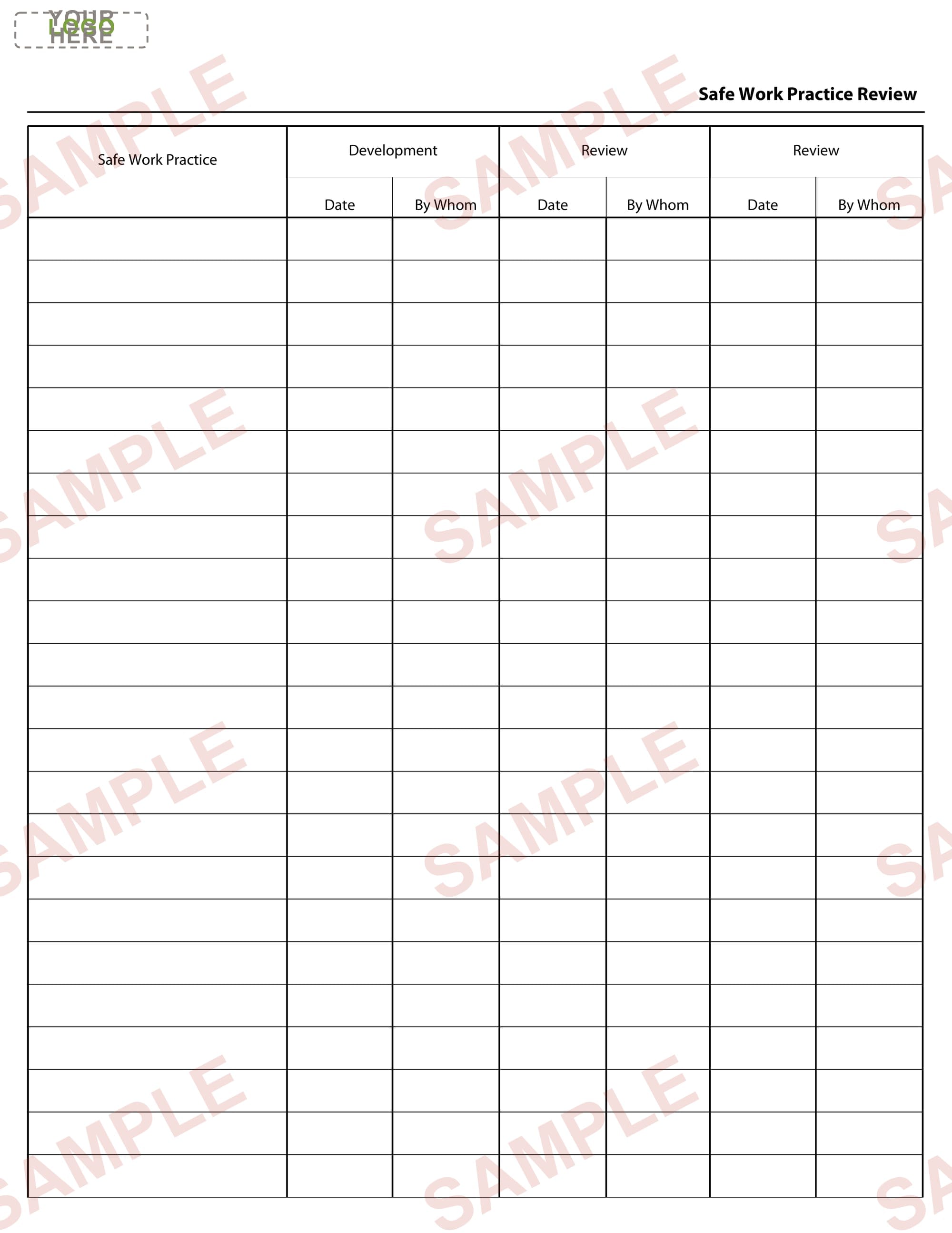 Safe Work Practice Review Form
