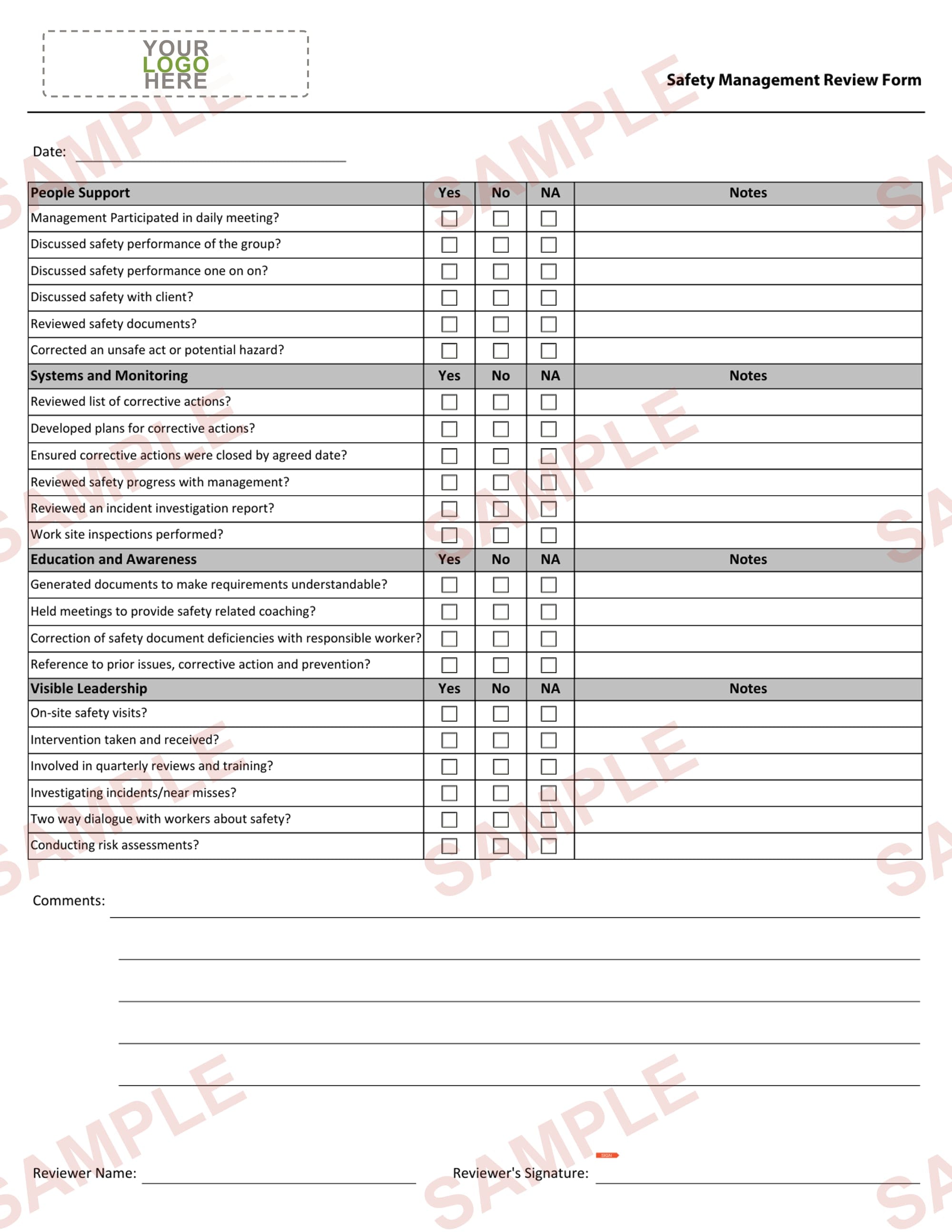 Safety Management Review Form