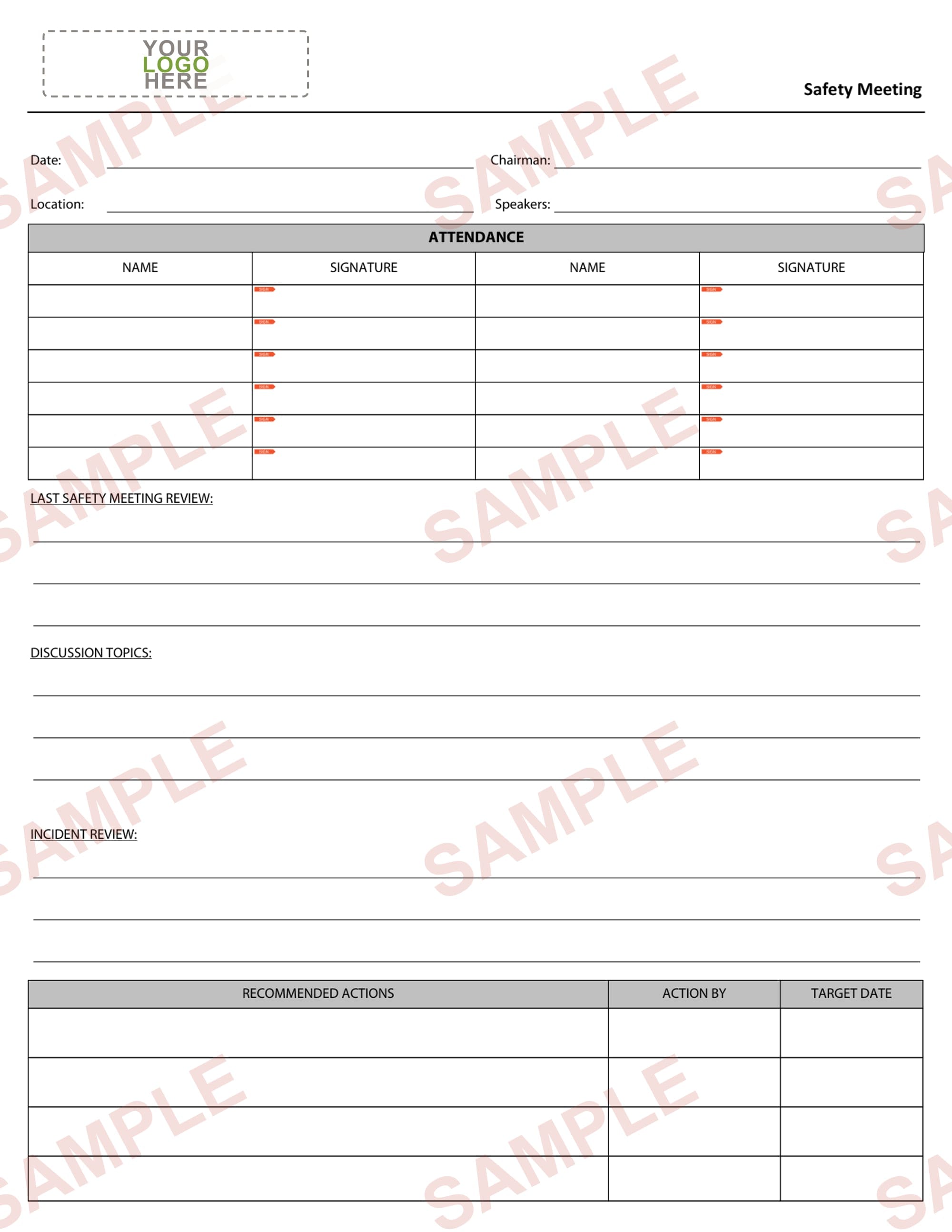 Safety Meeting Form