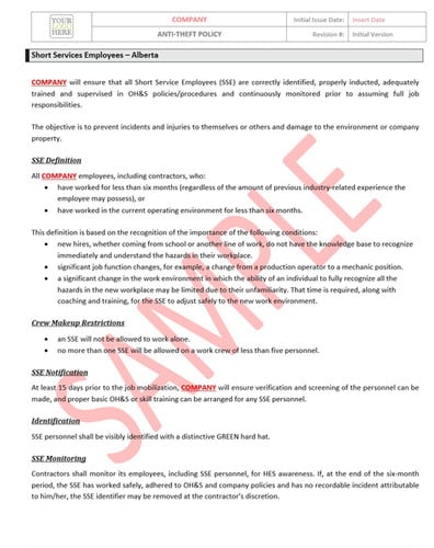 Short Service Employee - Alberta RAVS