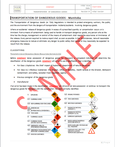 Transportation of Dangerous Goods - Manitoba RAVS