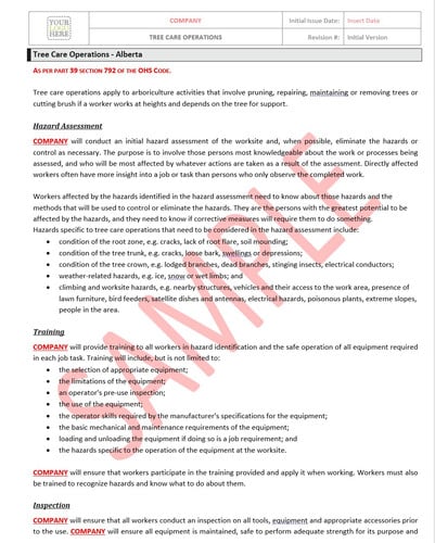 Tree Care Operations - Alberta RAVS