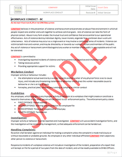 Workplace Conduct - BC RAVS