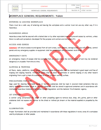 Workplace General Requirements - Yukon RAV