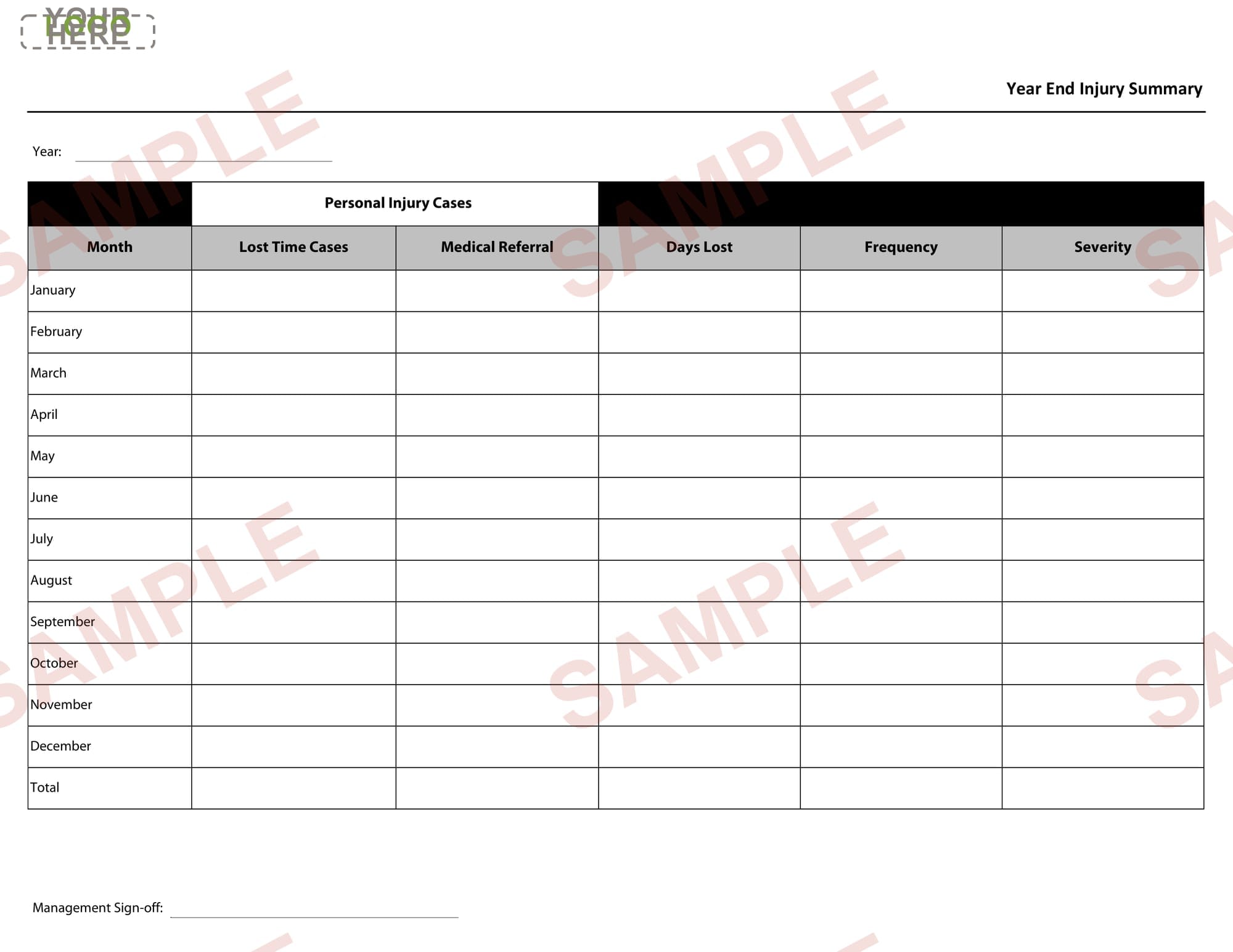 Year End Injury Summary Form