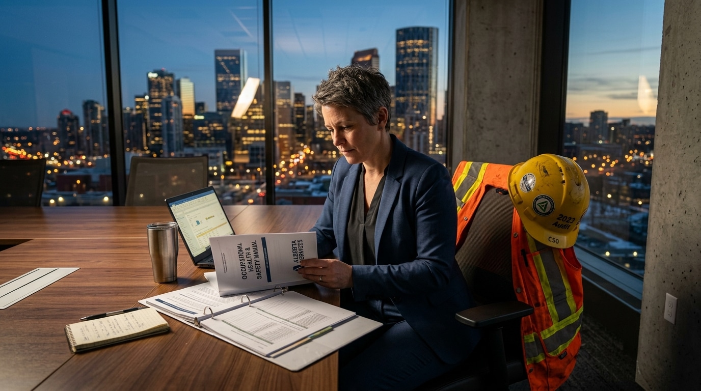 A workplace safety policy discussion in an Alberta office.