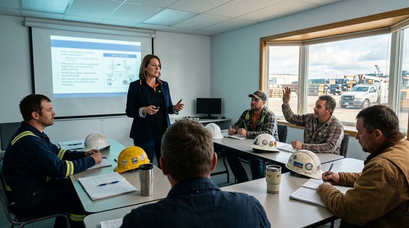 Safety training session for a field crew
