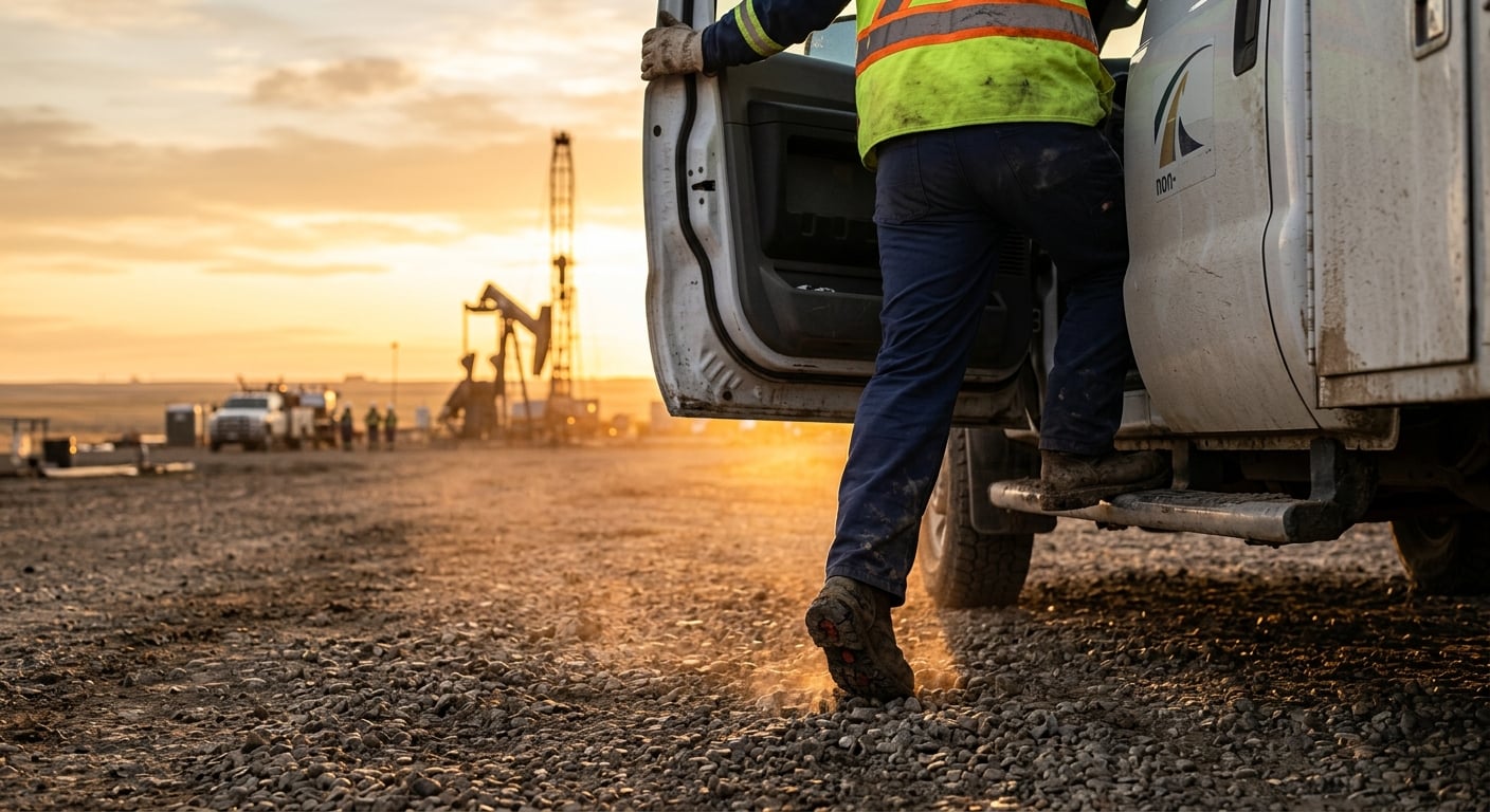 A worker arriving at a remote forestry site.