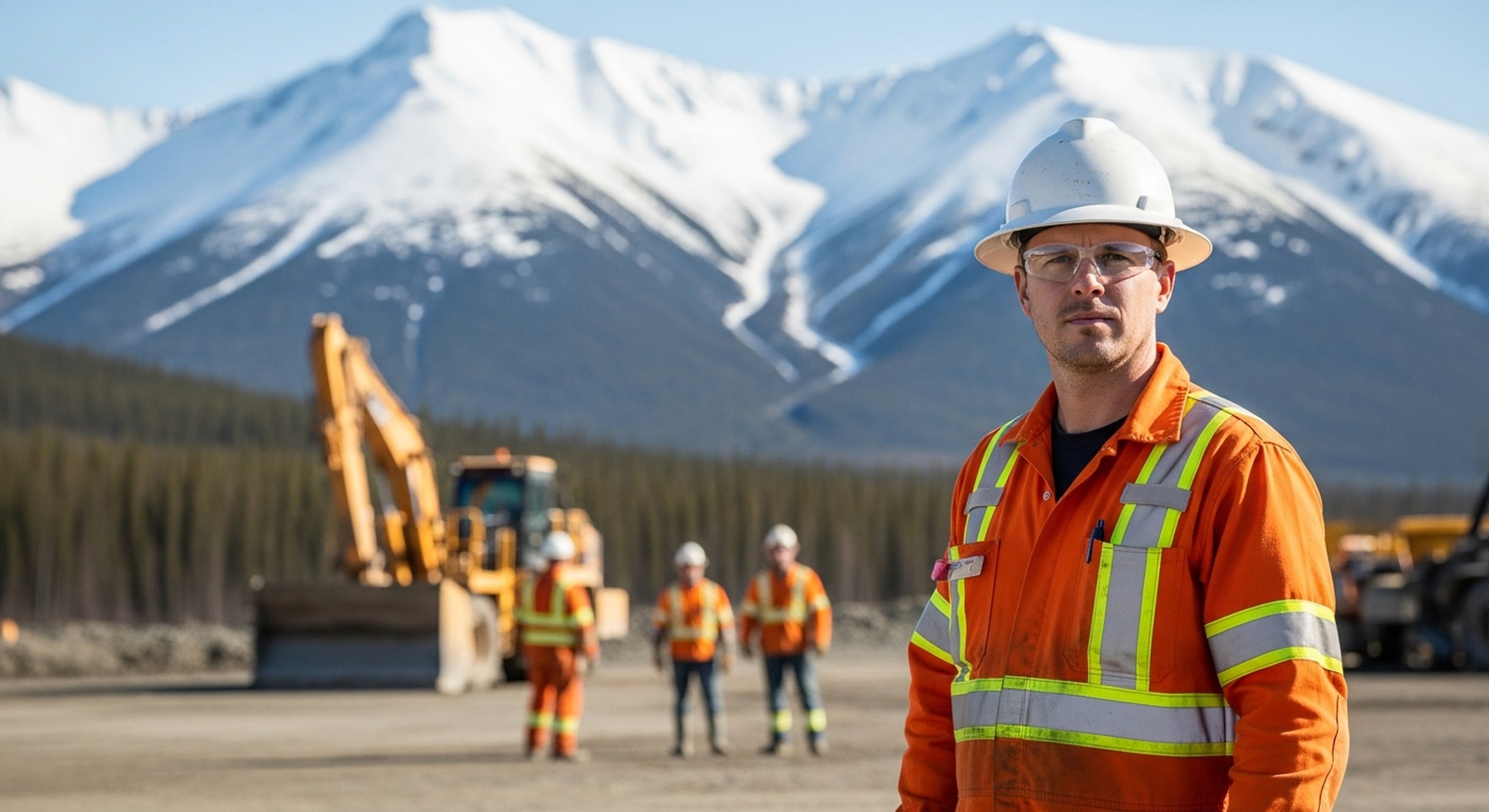 Mining operation in the Yukon with mountains in the background