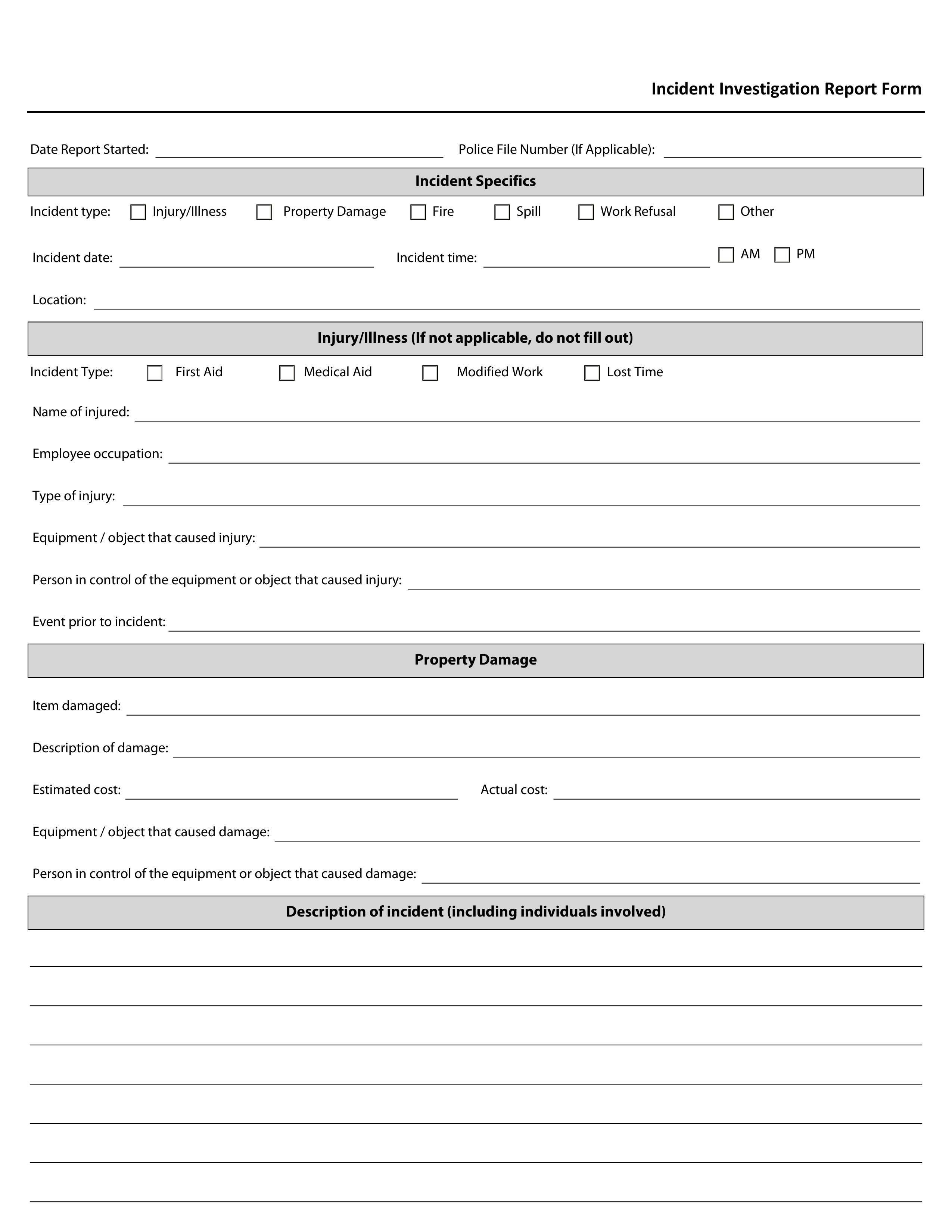Blank form layout you can try filling in