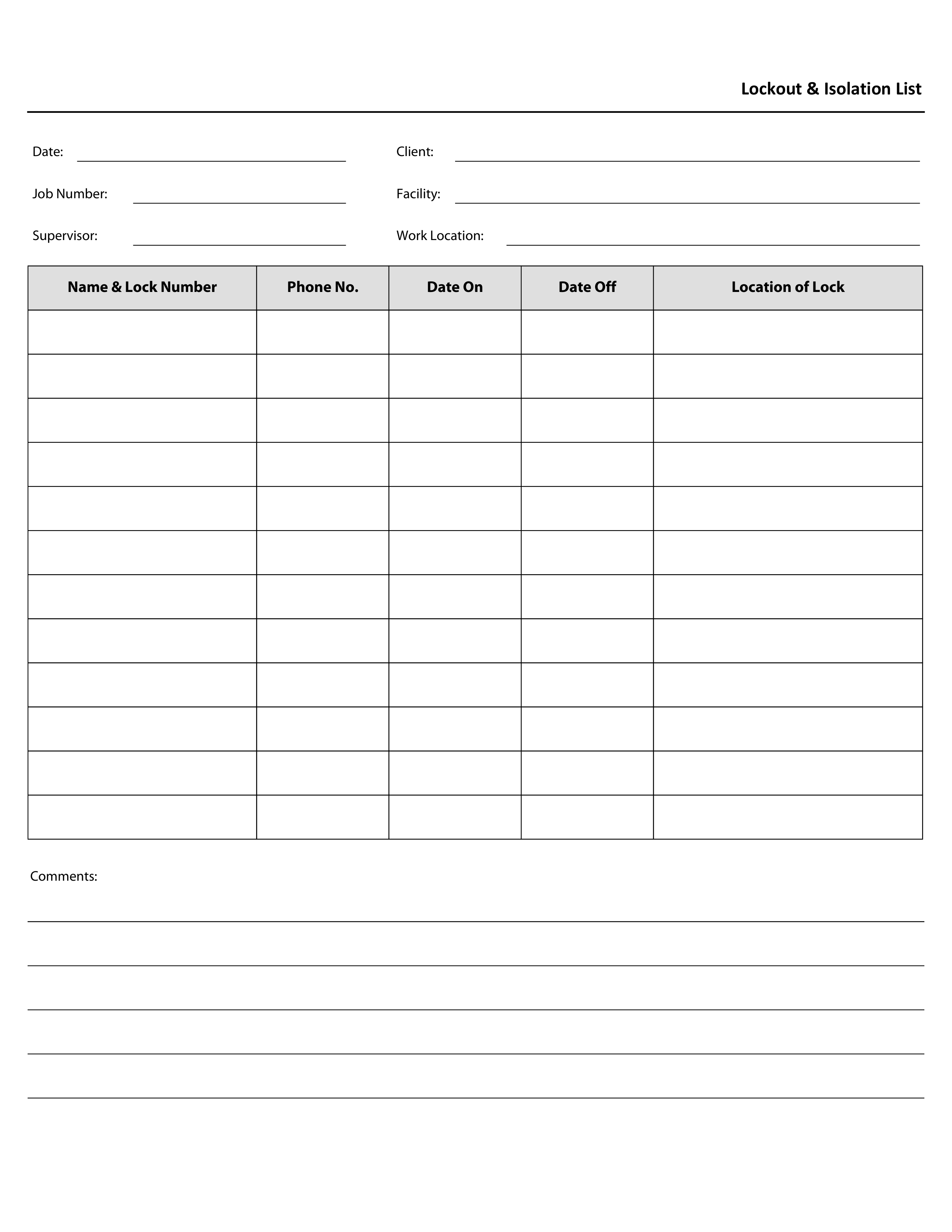 Blank form layout you can try filling in